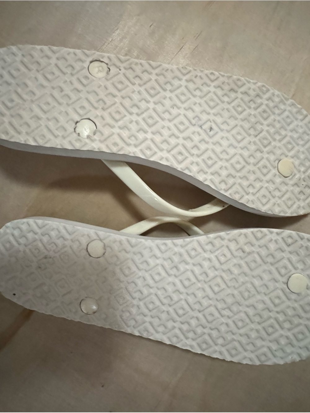 Tory Burch Navy & Cream Geometric Flip Flops - Picture 6 of 6